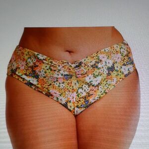 New Plus Size Bikini Bottoms Yellow Printed‎ Women's 3X New With Tags
